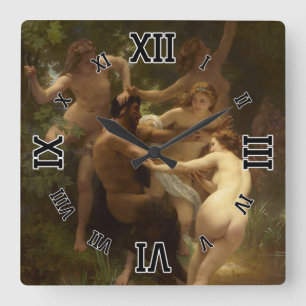 Horloge Carrée Nymphes et Satyr par William-Adolphe Bouguereau
