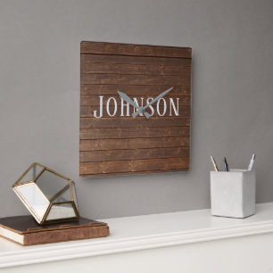Horloge Carrée oak with family name