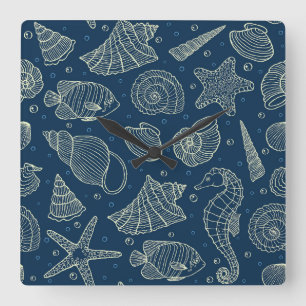 Horloge Carrée Océan Inhabitants Motif 2