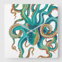 Octopus Turquoise aquarelle Art