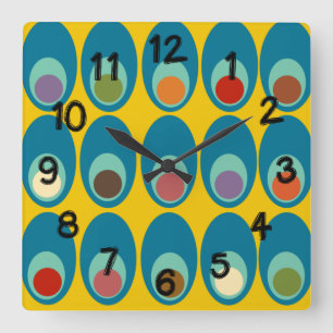 Horloge Carrée Oeufs bleus modernes du milieu du siècle