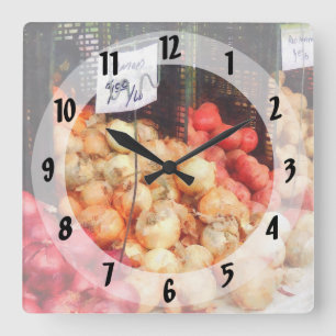 Horloge Carrée Oignons et pommes de terre