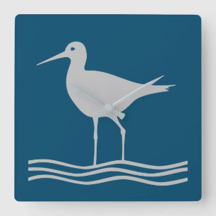 Horloge Carrée Oiseau de Sandpiper Océan Mer