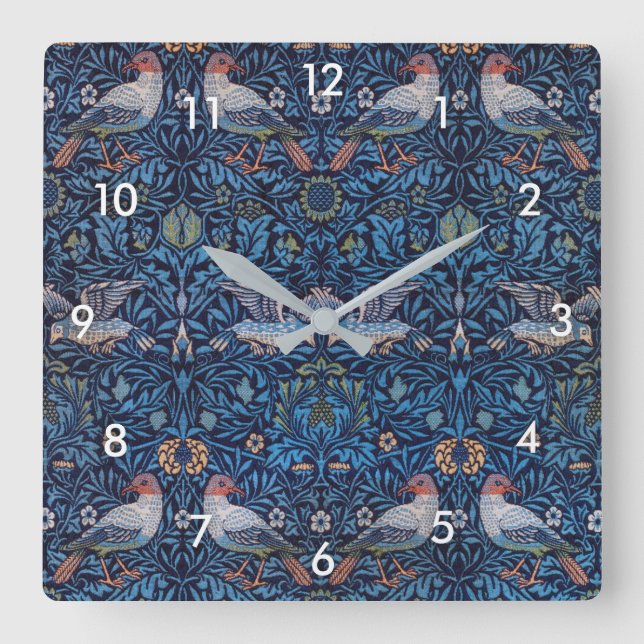 Horloge Carrée Oiseaux, William Morris (Recto)