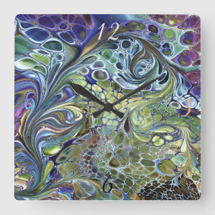 Horloge Carrée Olive vert, purple blue burgundy
