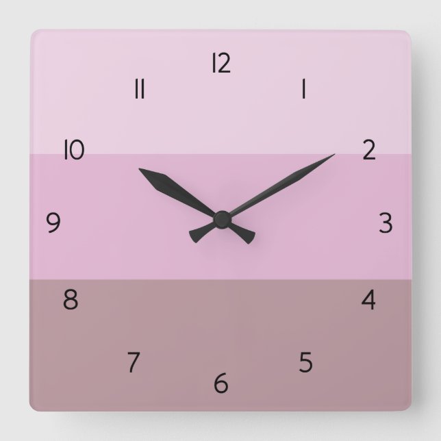 Horloge Carrée Ombre à rayures violettes roses (Recto)