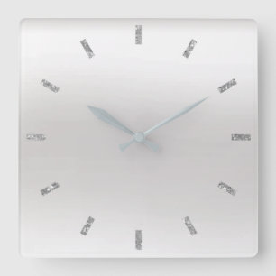 Horloge Carrée Ombre blanc monochromatique gris Parties scintilla