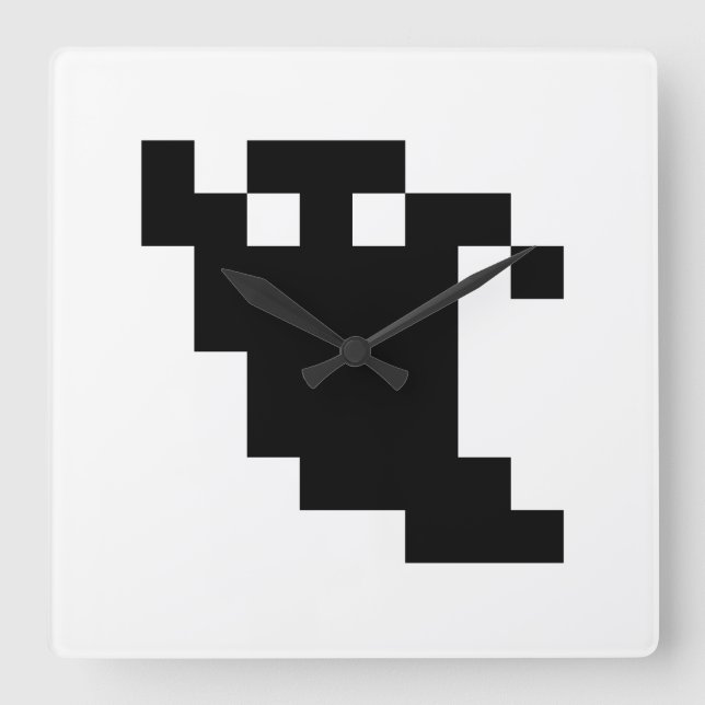 Horloge Carrée Ombre fantôme de 8 bits Pixel (Recto)