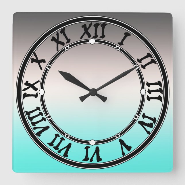 Horloge Carrée Ombre gris turquoise (Recto)