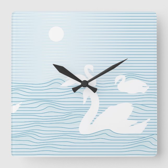 Horloge Carrée OP Art Blue Swan Drift  (Recto)