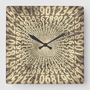 Horloge Carrée OP art tunnel de nombres illusion optique