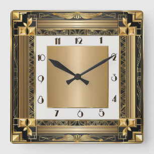 Horloge Carrée Or Art déco