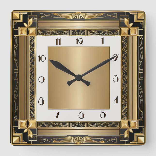 Horloge Carrée Or Art déco (Recto)