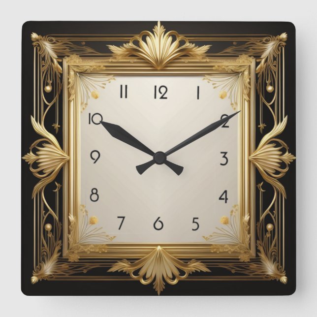 Horloge Carrée Or Art déco (Recto)
