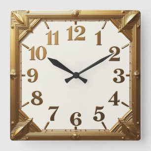 Horloge Carrée Or Art déco