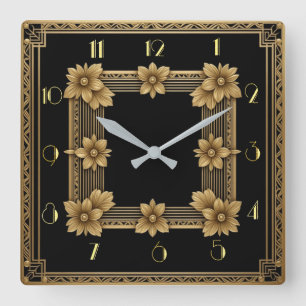 Horloge Carrée Or élégant Art déco