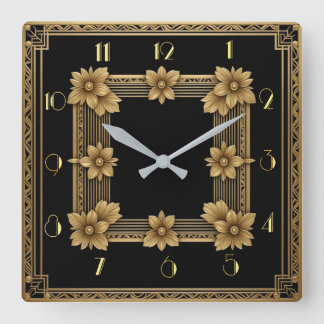 Horloge Carrée Or élégant Art déco