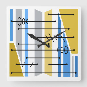 Horloge Carrée Or géométrique Abstrait atomique