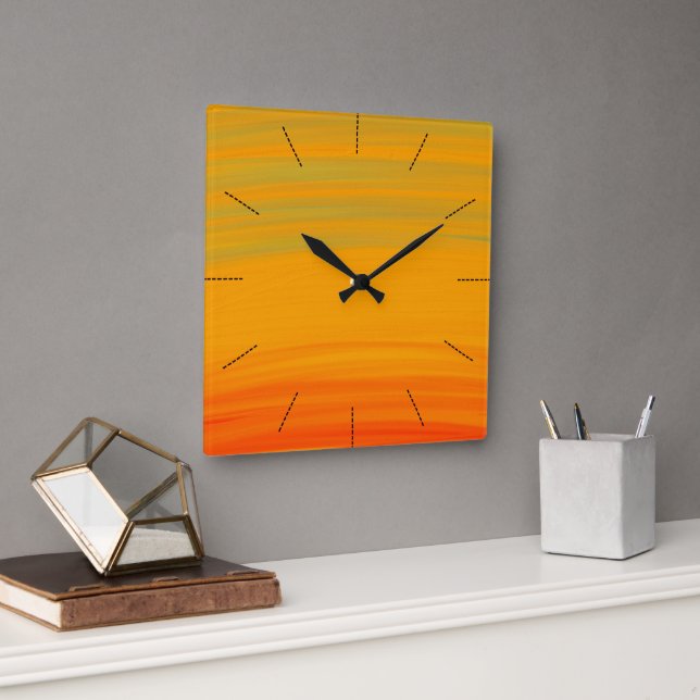 Horloge Carrée Orange (Bureau)