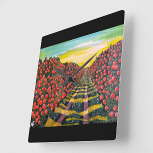 Horloge Carrée Oranges de Valence Peinture par Alfred Fox