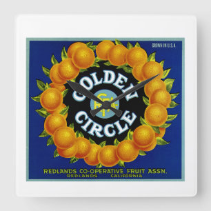 Horloge Carrée Oranges du cercle d'or