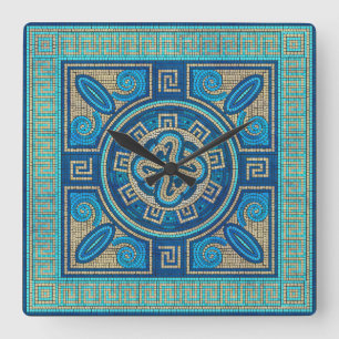 Horloge Carrée Ornement en mosaïque