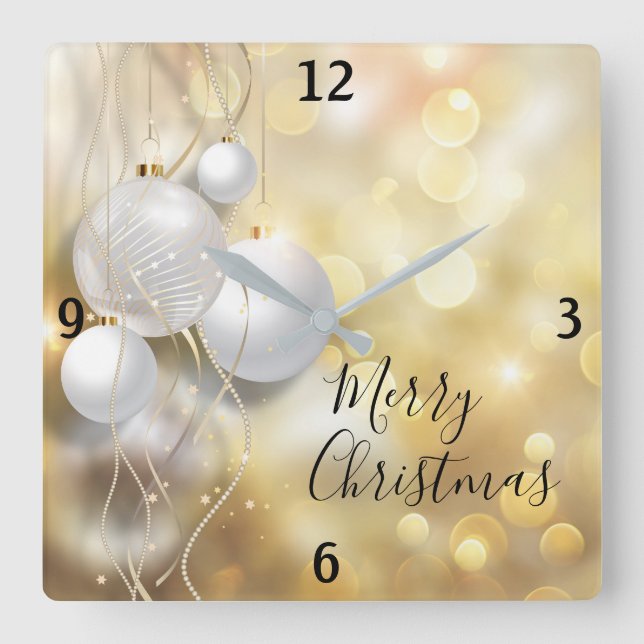 Horloge Carrée Ornements de Noël (Recto)
