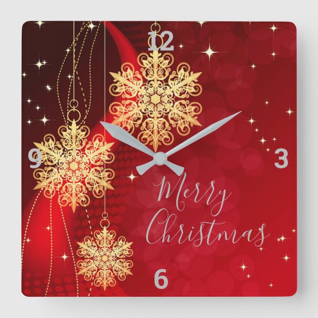 Horloge Carrée Ornements de Noël (Recto)