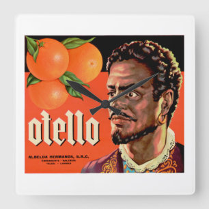 Horloge Carrée Otello Orange Étiquette
