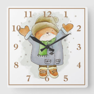 Horloge Carrée Ours adorable