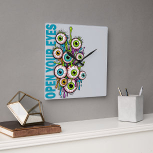 Horloge Carrée Ouvrez vos yeux