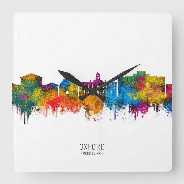 Horloge Carrée Oxford Mississippi Skyline (Recto)