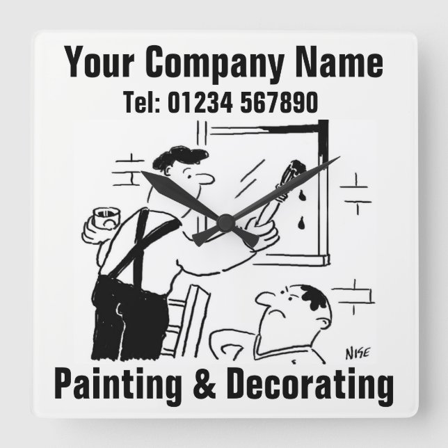 Horloge Carrée Painting & Decorating Services Cartoon Clock (Recto)