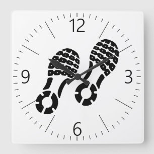 Horloge Carrée Paire d'empreinte sportive