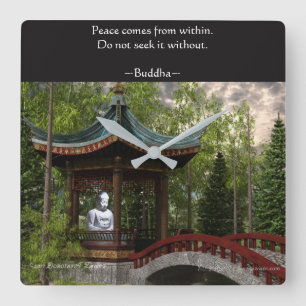 Horloge Carrée Paix de, citation de Bouddha