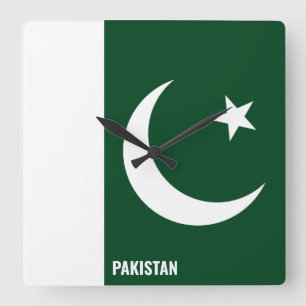 Horloge Carrée Pakistan Drapeau éblouissant patriotique