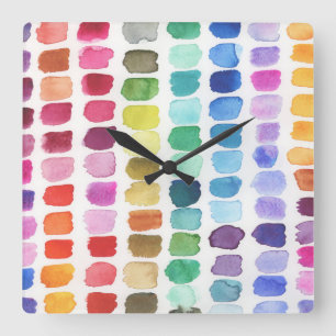 Horloge Carrée Palette Joyeuse de Couleurs - Été