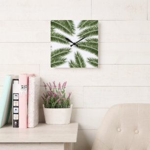 Horloge Carrée Palm Feuille Finesse Motif 1