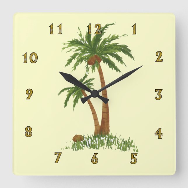 Horloge Carrée Palm Tree Wall Clock (Recto)