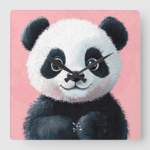 Horloge Carrée Panda bébé mignonne avec grands yeux - Enfants
