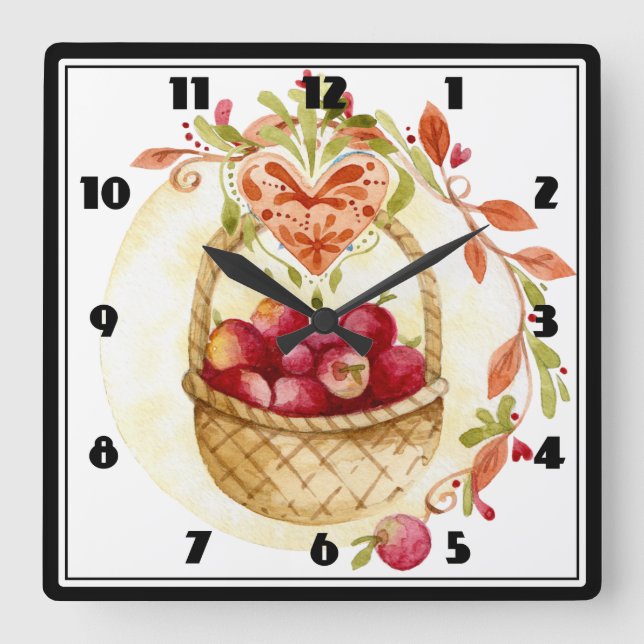 Horloge Carrée Panier Apple (Recto)