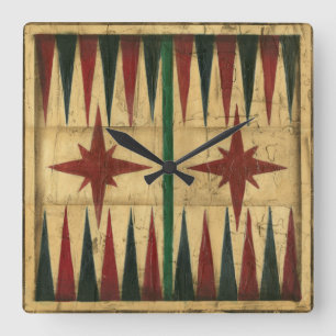 Horloge Carrée Panneau antique de jeu de backgammon par le