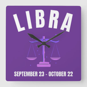 Horloge Carrée Panneau étoile Libra