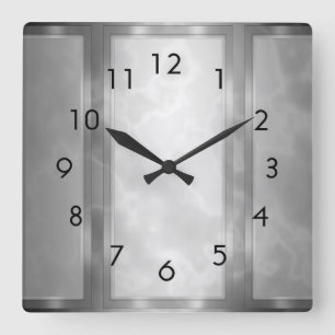 Horloge Carrée Panneaux en marbre noir de charbon