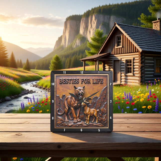 Horloge Carrée Panther Goat Dark Forest (Créateur téléchargé)