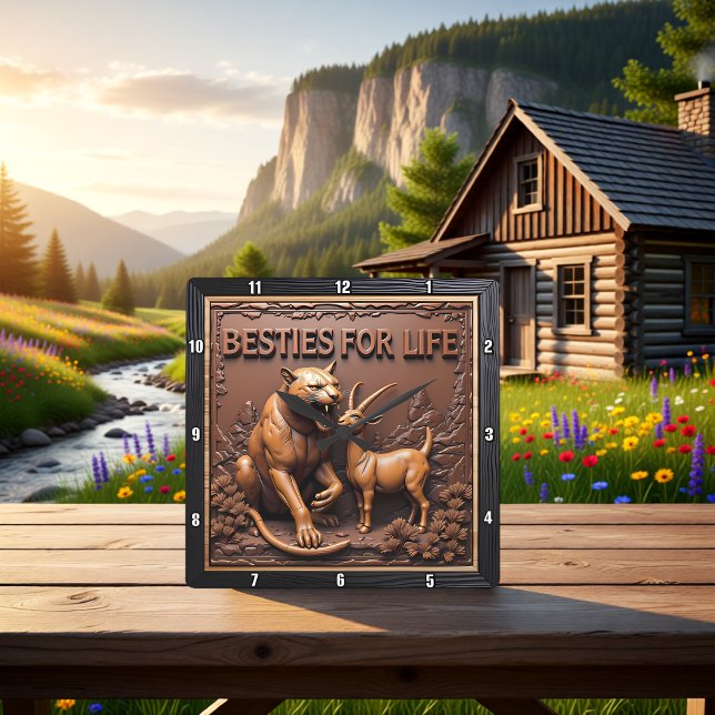 Horloge Carrée Panther Goat Detailed Animal (Créateur téléchargé)