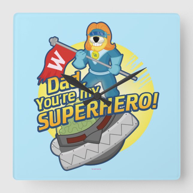 Horloge Carrée Papa, vous êtes mon super héros (Recto)