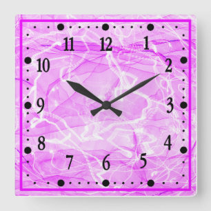 Horloge Carrée Papier numérique marbré rose-21643