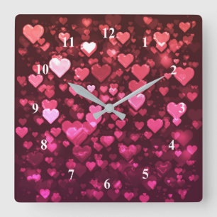 Horloge Carrée Papier peint Arrière - plan numérique Pink Bokeh H