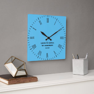 Horloge Carrée Papier rustique personnalisé 1er anniversaire Mari